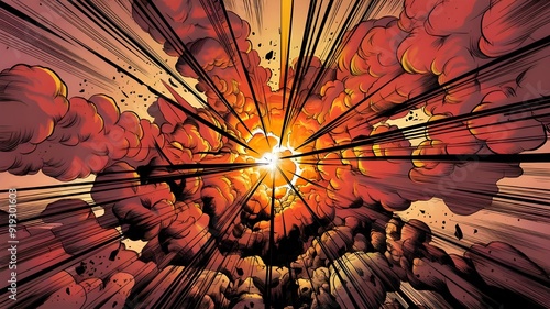 Cartoon explosion element scene background drawn by hand