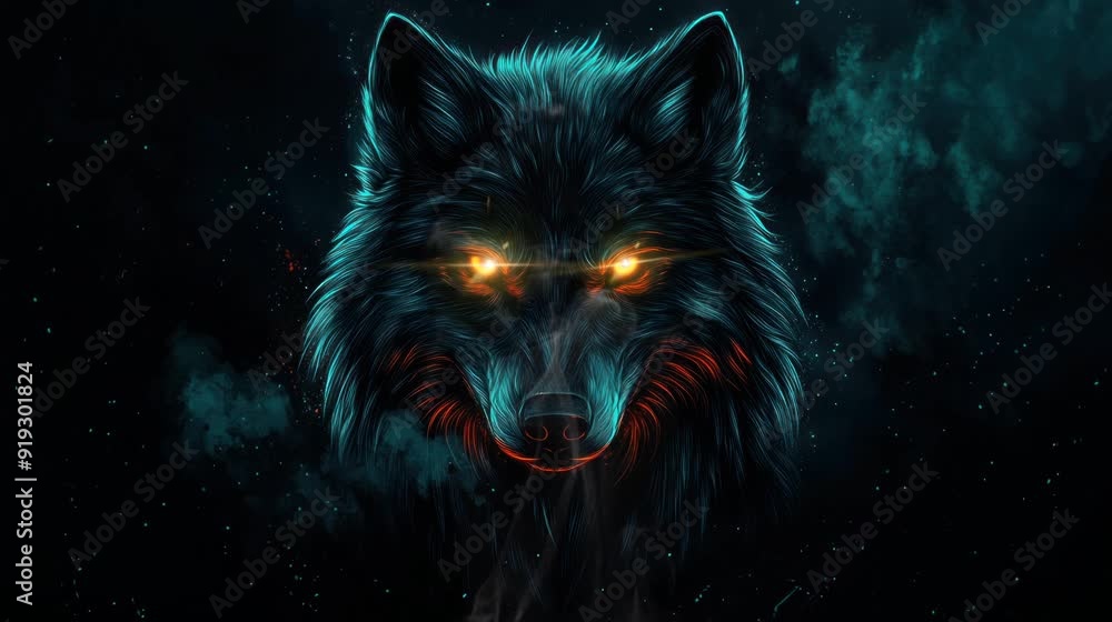 The look in the black wolf's eyes was very scary. seamless looping time-lapse virtual 4k video Animation Background. The look in the black wolf's eyes was very scary. seamless looping time-lapse virtual 4k video Animation Background.