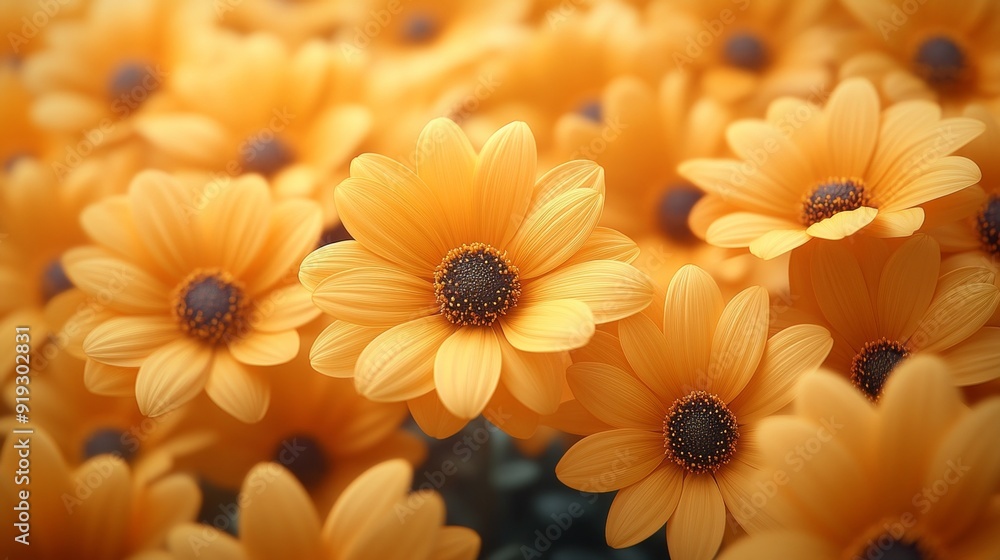 A close up of a bunch of yellow flowers A close up of a bunch of yellow flowers
