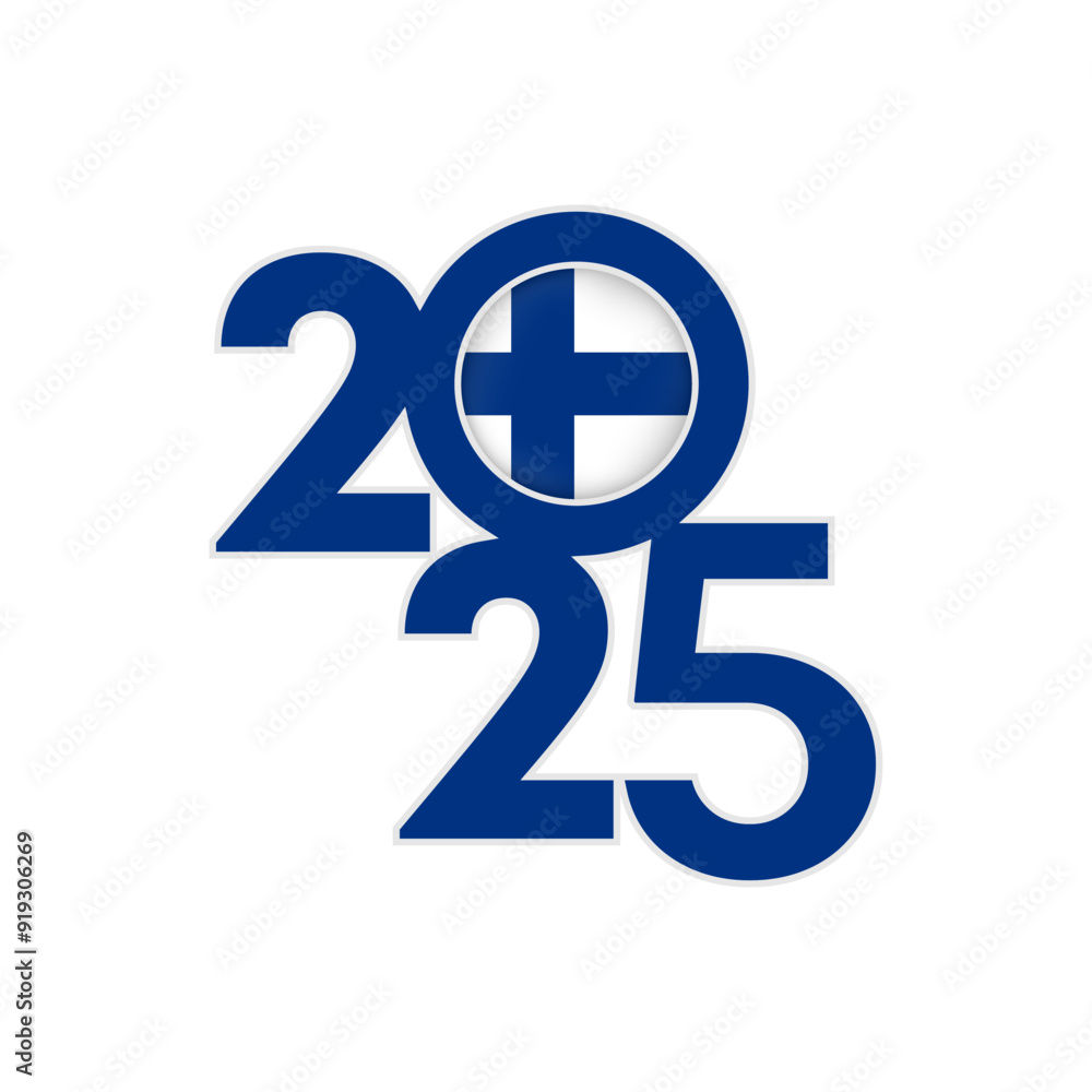 2025 banner with Finland flag inside. Vector illustration. 2025 banner with Finland flag inside. Vector illustration.