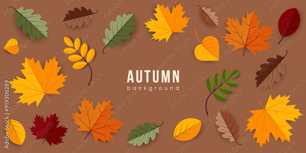 Autumn bright banner, cover, card or poster with leaves. Modern vector illustration. Autumn bright banner, cover, card or poster with leaves. Modern vector illustration.