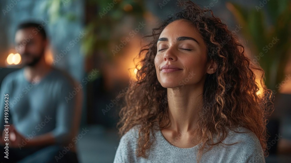 Therapist leading a mindfulness meditation session in a calm environment, mental health, stress relief Therapist leading a mindfulness meditation session in a calm environment, mental health, stress relief