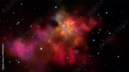 Space vector background with realistic nebula and shining stars. Magic colorful galaxy with stardust