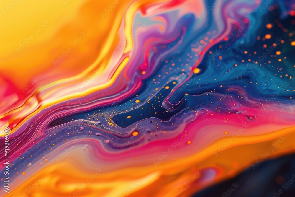 A detailed view of a vibrant fluid art piece