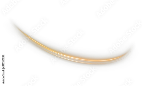 Festive gold stripe on white background. Yellow curl twirl for the holidays. Gold colored curve rope. Vector png twirl, line, curve, rope, stripe design element.	
