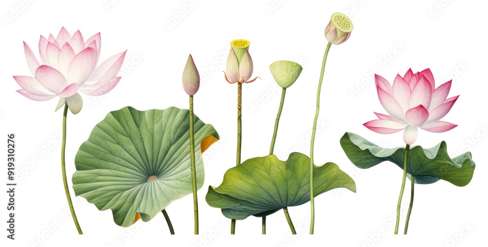 Obraz premium PNG Lotus border flower plant lily.