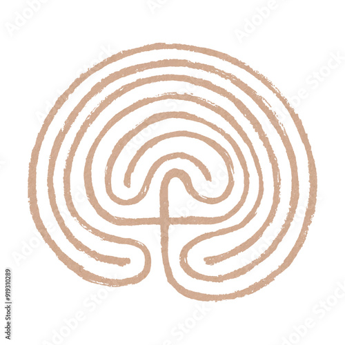 Crete traditional symbol. Cretan labyrinth line art vector