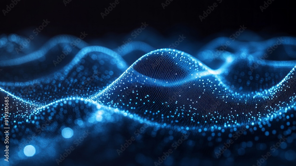 The image is a blue wave with a lot of dots The image is a blue wave with a lot of dots