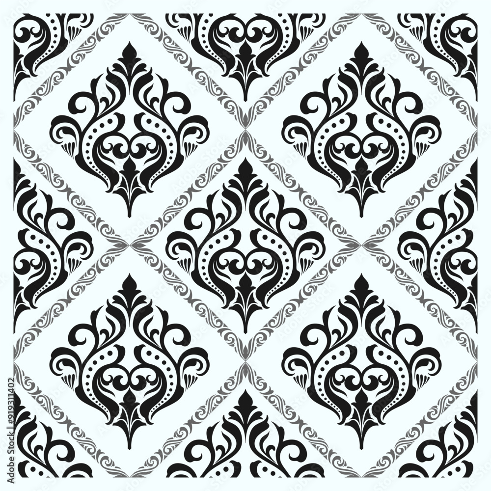 Damask seamless pattern. Floral ornament elements, Wallpaper Background vector Vintage illustration
