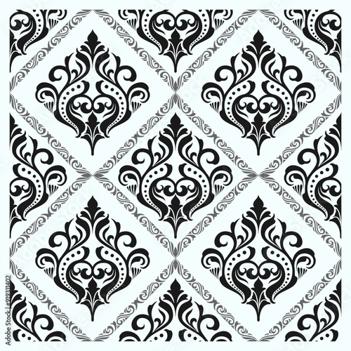 Damask seamless pattern. Floral ornament elements, Wallpaper Background vector Vintage illustration