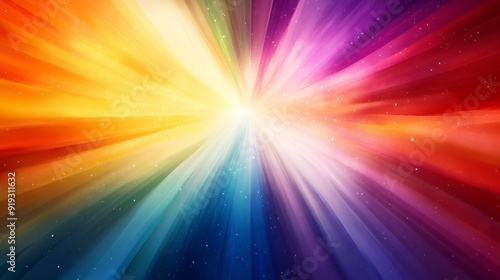 Abstract Rainbow Burst with Glittering White Specks