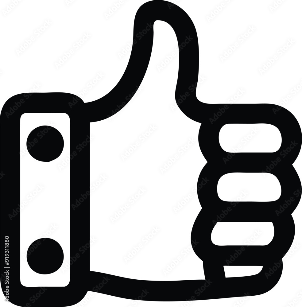 Thumbs Up Icon Illustration for Web UI/UX, Black and White Outline on White Background Thumbs Up Icon Illustration for Web UI/UX, Black and White Outline on White Background