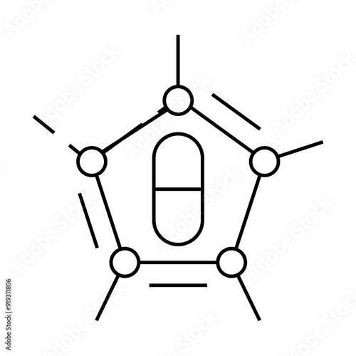 Wallpaper Mural medical molecular structure line icon vector. medical molecular structure sign. isolated contour symbol black illustration Torontodigital.ca