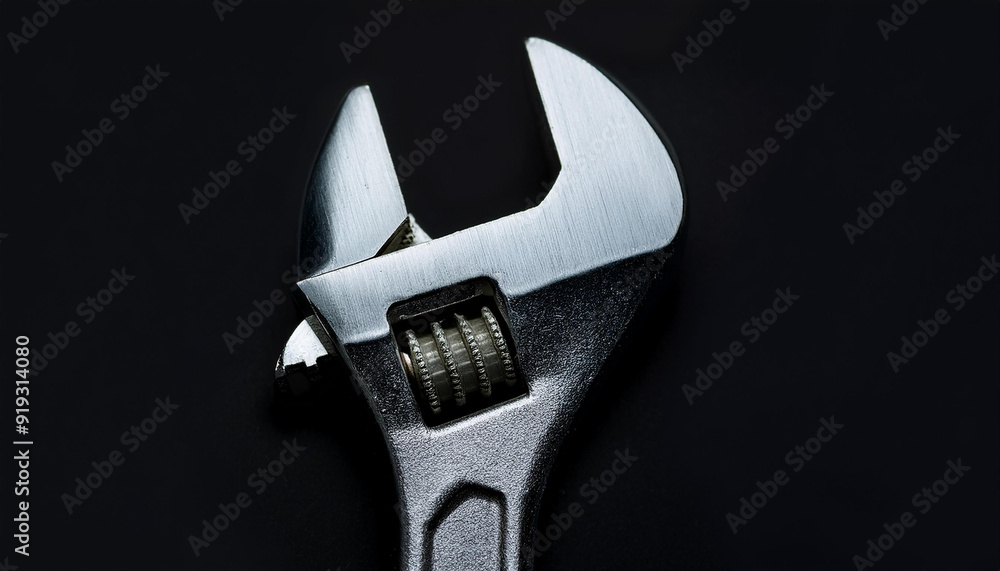 Spanner on dark background. Isolate of steel adjustable wrench. Working tool. Spanner on dark background. Isolate of steel adjustable wrench. Working tool.