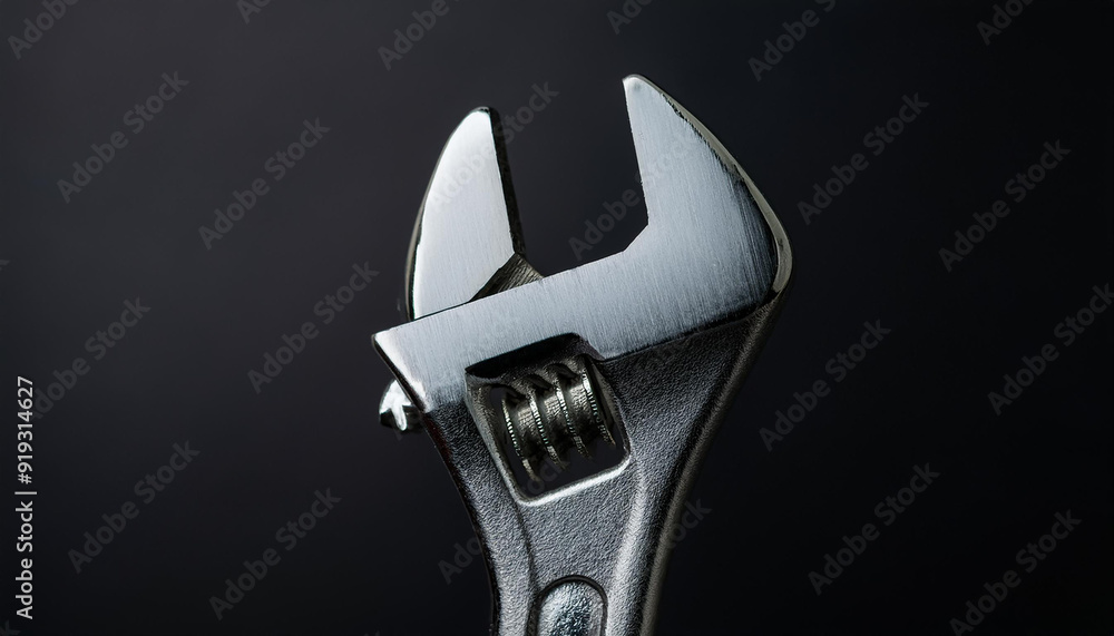 Spanner on dark background. Isolate of steel adjustable wrench. Working tool. Spanner on dark background. Isolate of steel adjustable wrench. Working tool.