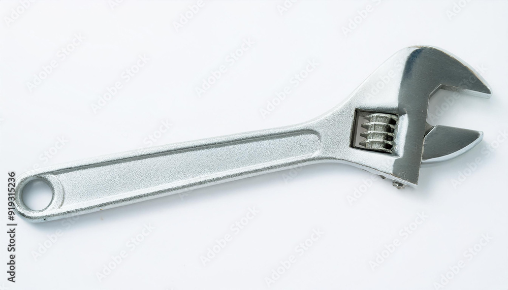 Ring spanner on white background. Isolate of steel adjustable wrench. Working tool. Ring spanner on white background. Isolate of steel adjustable wrench. Working tool.