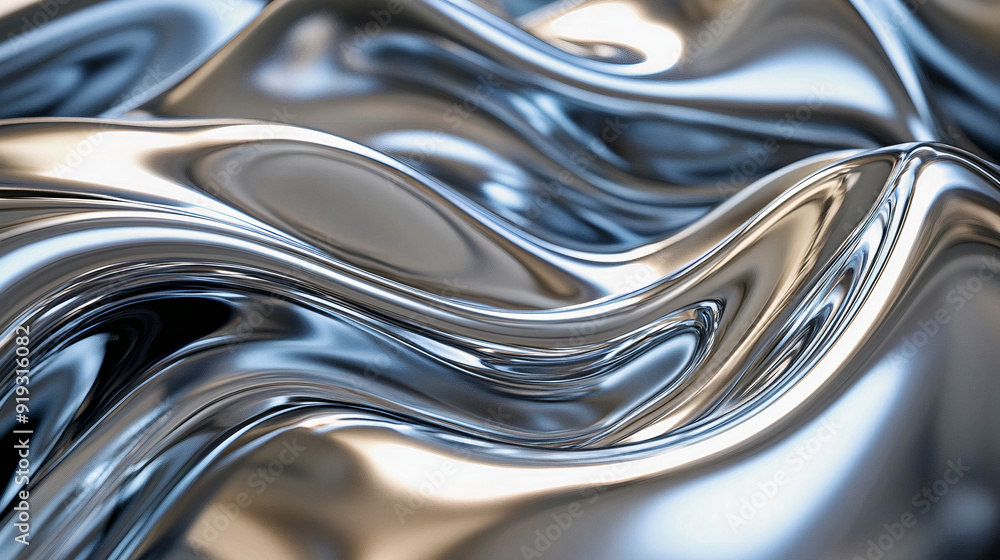 Abstract wavy background, chrome metal texture with waves. Generative AI Abstract wavy background, chrome metal texture with waves. Generative AI