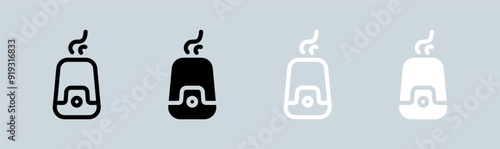 Humidifier icon set in black and white. Vapour signs vector illustration.