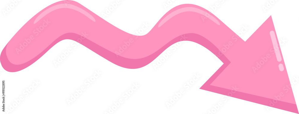 Vector cartoon pink arrow isolated on white in flat style Vector cartoon pink arrow isolated on white in flat style