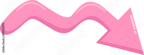 Vector cartoon pink arrow isolated on white in flat style