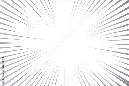 Gray radial comics style lines isolated on white background. speed abstract. Vector illustration