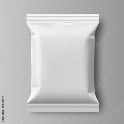White Blank Plastic Metallic Foil Bag Mockup