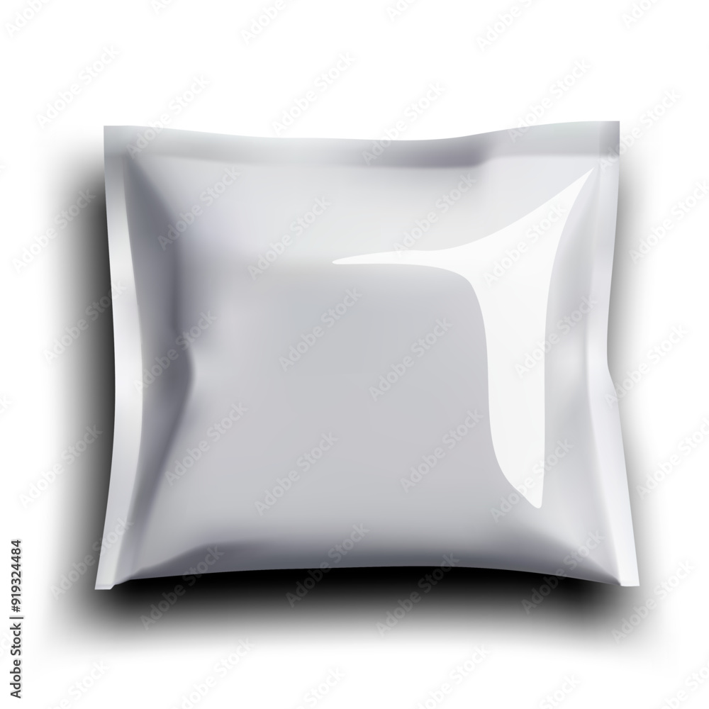 White Blank Plastic Metallic Foil Bag Mockup White Blank Plastic Metallic Foil Bag Mockup