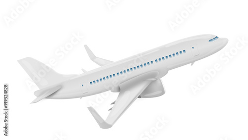 3D White Glossy Commercial Jet Airplane Take Off
