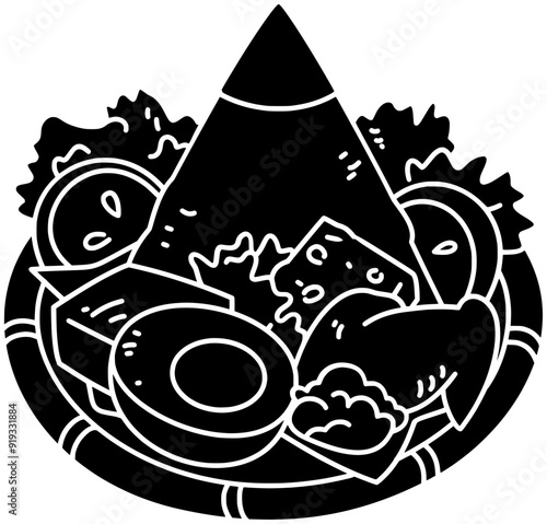 dish illustration tumpeng silhouette celebration logo spicy icon indonesian outline indonesia biryani asia traditional food plate rice asian nasi shape national chili egg for vector graphic background
