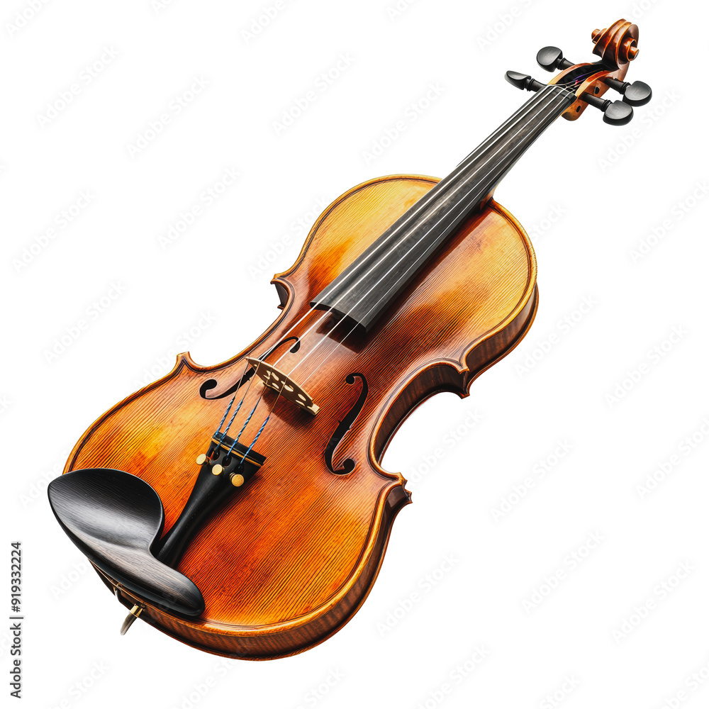Fototapeta premium PNG Vintage wooden violin on a plain background