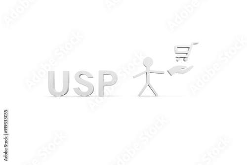 USP concept white background 3d render illustration