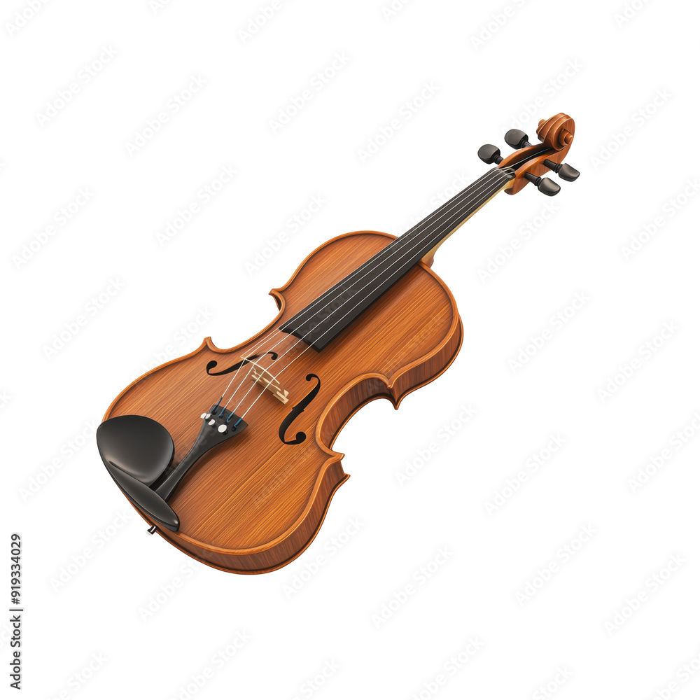 Fototapeta premium PNG A wooden violin resting on a flat surface