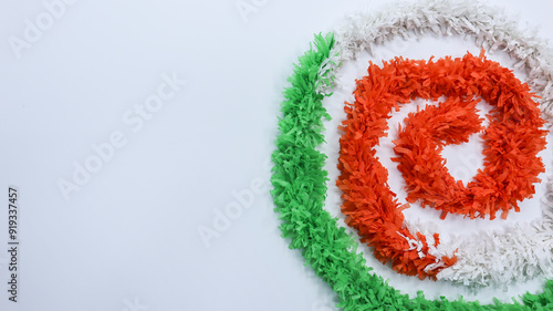 Canvas Print Independence day and republic day celebration with tricolor ribbons decoration