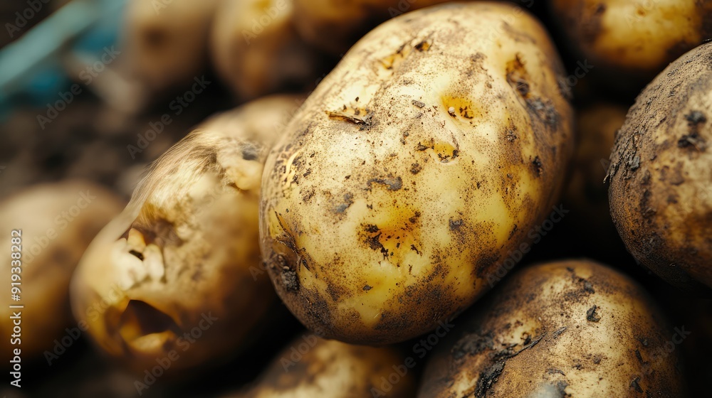 Fresh Organic Whole Potatoes, background. Farmers market, vegetables. Ai generation. Fresh Organic Whole Potatoes, background. Farmers market, vegetables. Ai generation.