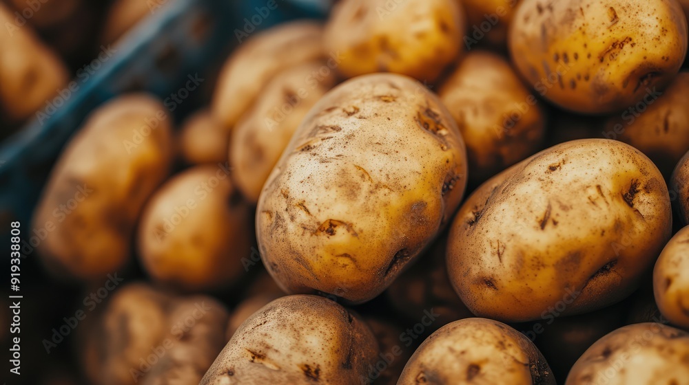Fresh Organic Whole Potatoes, background. Farmers market, vegetables. Ai generation. Fresh Organic Whole Potatoes, background. Farmers market, vegetables. Ai generation.
