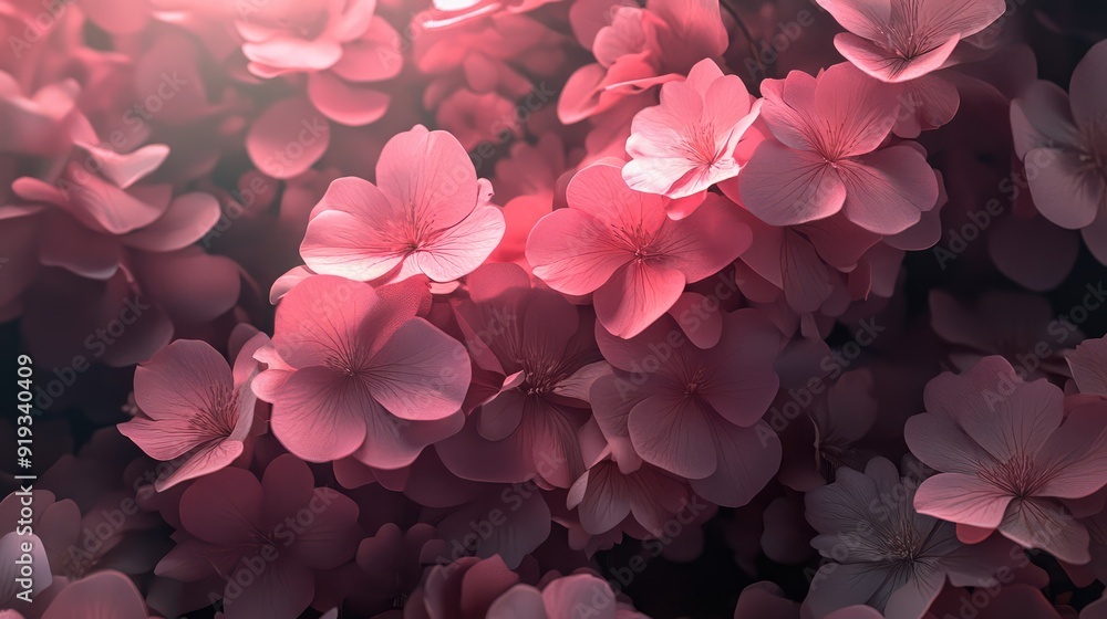 Close-up of a blooming flower bed of amazing colorful flowers on a dark moody floral textured background. Ai generation Close-up of a blooming flower bed of amazing colorful flowers on a dark moody floral textured background. Ai generation