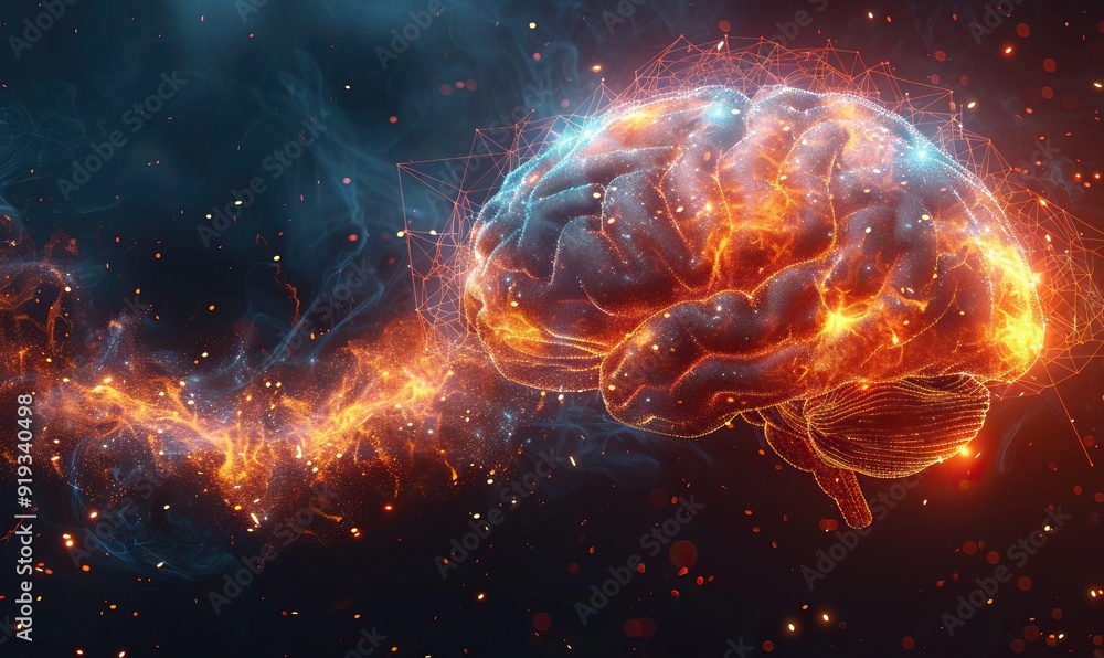 digital brain with connections. digital brain with connections.