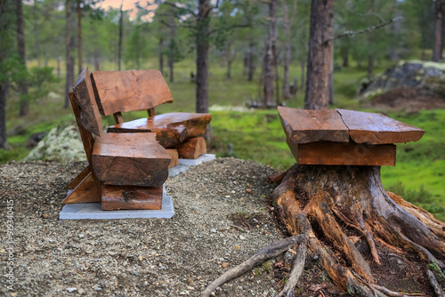 Fotografie Wooden board and benches