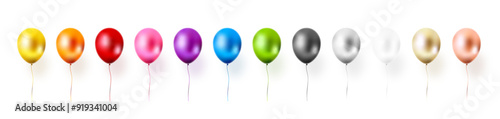 Helium balloon set. Colorful realistic vector balloons