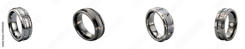 Set, collection of Tungsten Carbide Ring isolated on transparent background. Set, collection of Tungsten Carbide Ring isolated on transparent background.