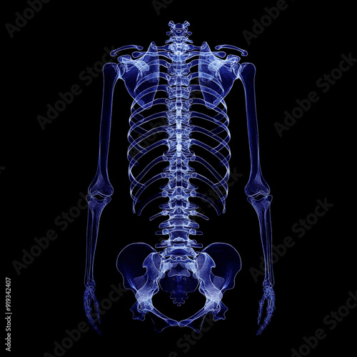 Humen Spine  x-ray film on a dark blue background