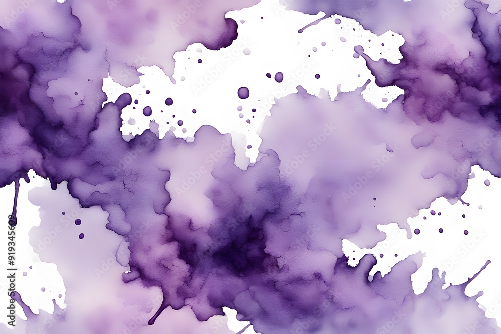 Obraz premium A blend from light lavender to deep purple watercolor on white background, Ai Generated