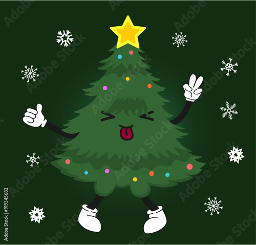 Christmas tree character is chilling out
