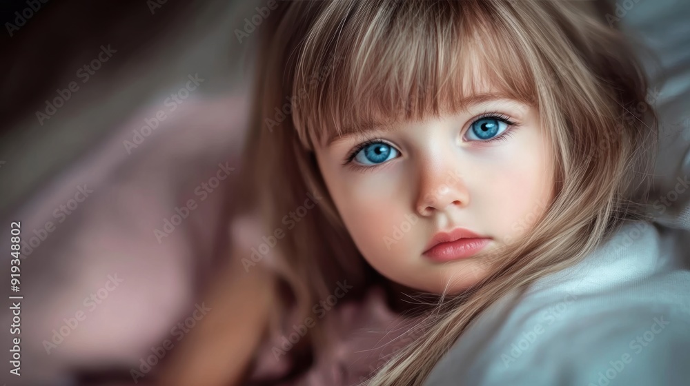 Captivating portrait of young girl with striking blue eyes Captivating portrait of young girl with striking blue eyes