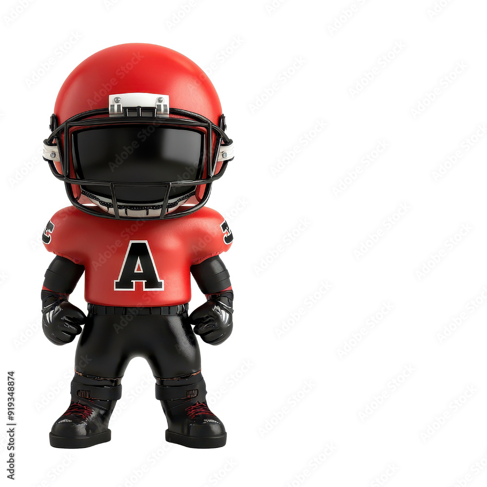 A cartoon football player in red gear, ready for action. Perfect for sports-themed designs and illustrations. A cartoon football player in red gear, ready for action. Perfect for sports-themed designs and illustrations.