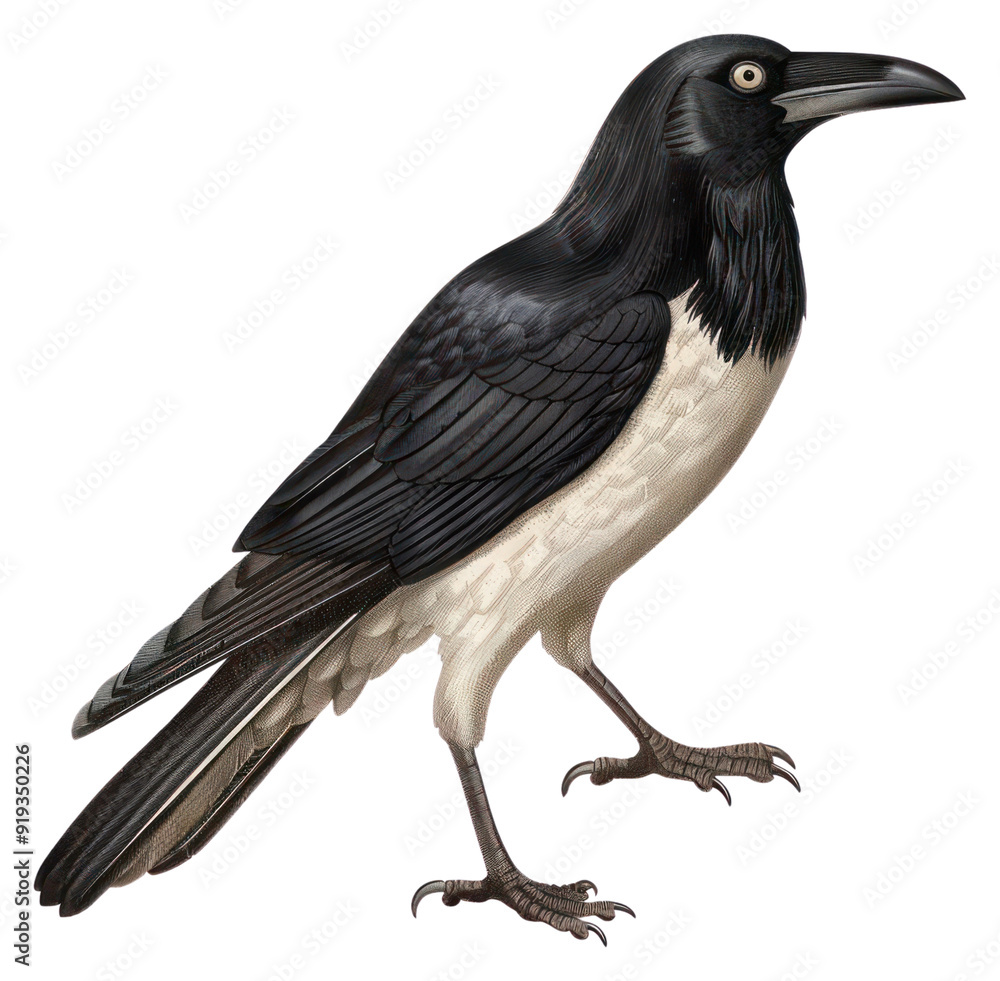 Fototapeta premium PNG Detailed illustration of a crow