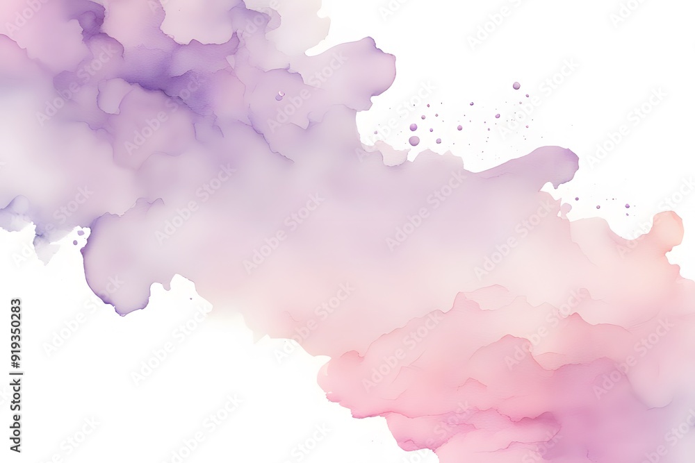 Obraz premium A transition from pale lavender to soft pink watercolor on white background, Ai Generated