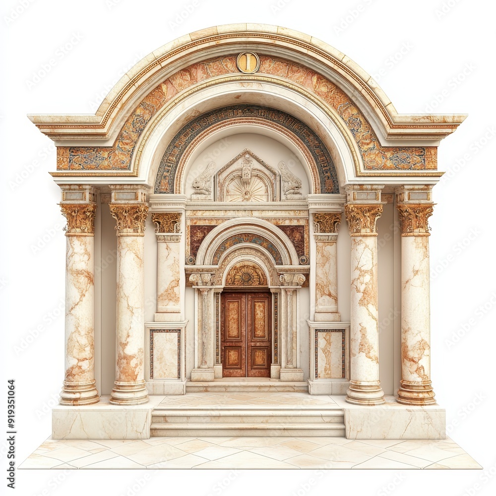 Obraz premium Byzantine archway adorned with vibrant mosaics and grand marble columns