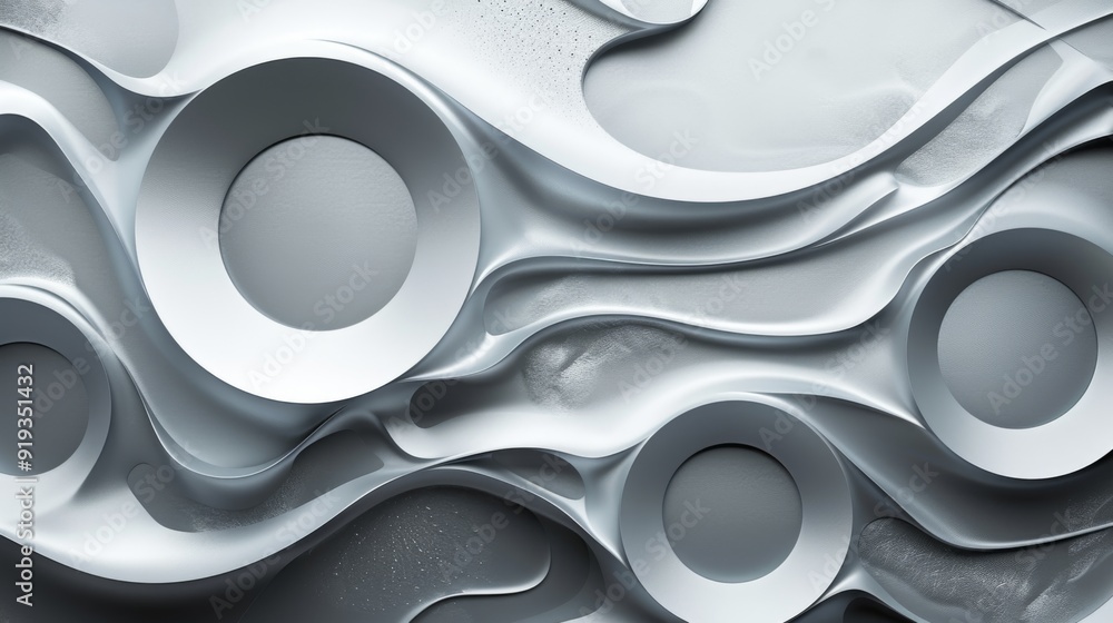 Abstract Silver Swirls with Circular Shapes Abstract Silver Swirls with Circular Shapes
