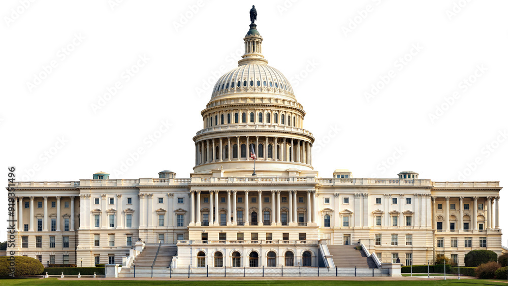 Fototapeta premium Historic United States Capitol building in Washington D.C. isolated on transparent background